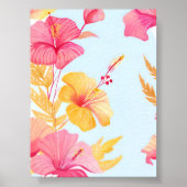 Beautiful Hibiscus | Tropical Flower Watercolor ポスター (正面)