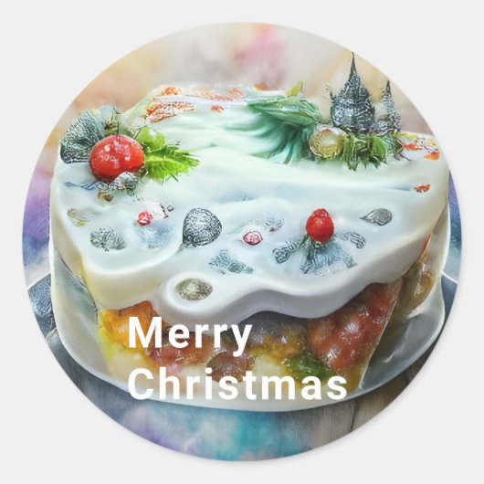 Beautiful Holiday Cake Christmas Food ラウンドシール (正面)