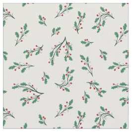 Beautiful Holly Seamless Christmas Pattern ファブリック