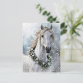 Beautiful Horse Christmas Holiday Seasons Greeting ポストカード (スタンド正面)