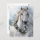 Beautiful Horse Christmas Holiday Seasons Greeting ポストカード (正面/裏面)