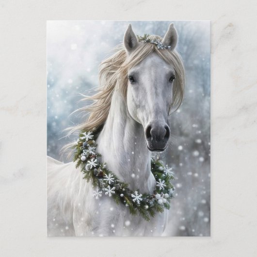 Beautiful Horse Christmas Holiday Seasons Greeting ポストカード (正面)