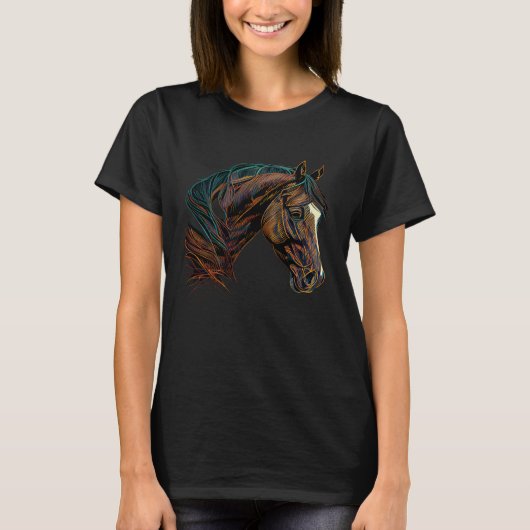 Beautiful Horse Horseback Riding Fun Rodeo Wester Tシャツ (正面)