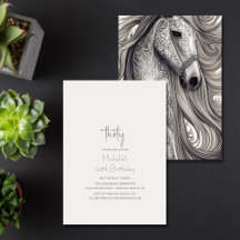 Beautiful Horse Modern Script 30th Birthday