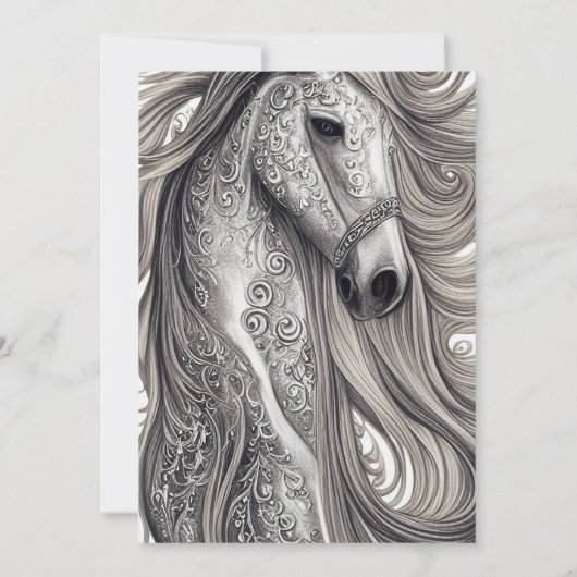 Beautiful Horse Modern Script 30th Birthday 招待状 (裏面)