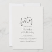 Beautiful Horse Modern Script 40th Birthday 招待状 (正面)