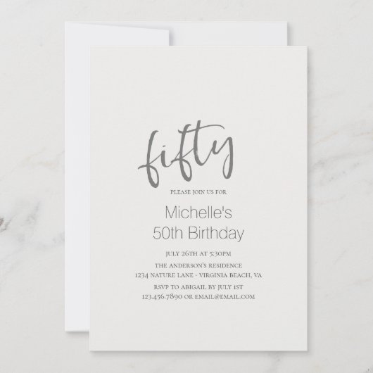 Beautiful Horse Modern Script 50th Birthday 招待状 (正面)