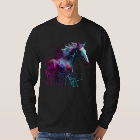 Beautiful Horse Splash Equestrian Horse Trainer 2 Tシャツ (正面)