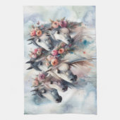 Beautiful Horses Floral Kitchen Towel キッチンタオル (縦)