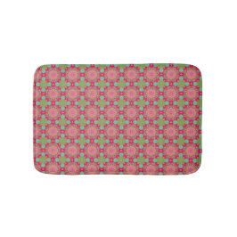 Beautiful Hot Pink and Green Floral バスマット