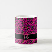 Beautiful Hot Pink Roses Custom Name Monogram Gift コーヒーマグカップ (中央)