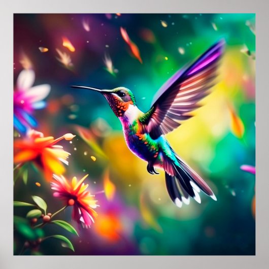 Beautiful Hummingbird in flight  ポスター (正面)