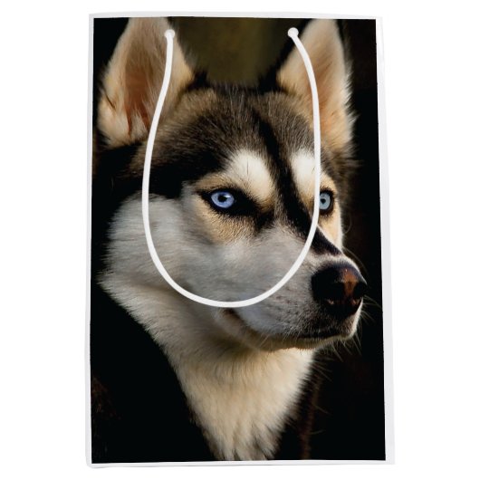Beautiful Husky Throw Pillow ミディアムペーパーバッグ (正面)