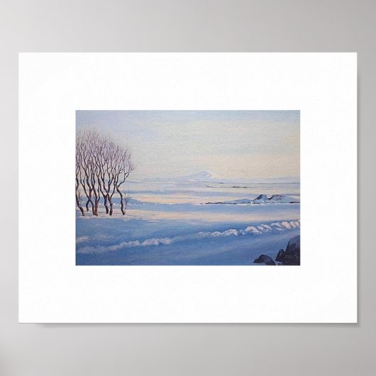 Beautiful Icelandic winter landscape painting art  ポスター (正面)