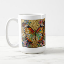 Beautiful Impasto Butterflies and Flowers Poem コーヒーマグカップ