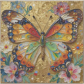 Beautiful Impasto Butterfly and Flowers   シール (正面)