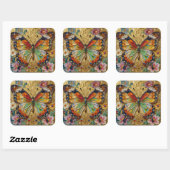 Beautiful Impasto Butterfly and Flowers   スクエアシール (シート)