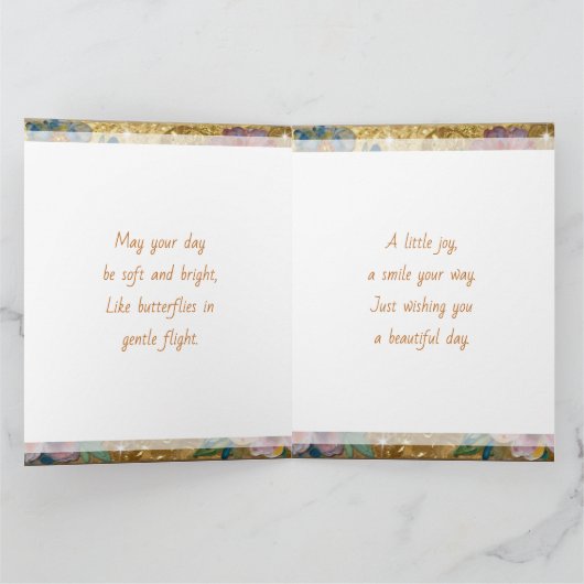 Beautiful Impasto Butterfly and Flowers Blank カード (内部)