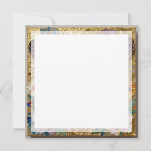 Beautiful Impasto Butterfly and Flowers Blank カード (裏面)