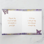 Beautiful Impasto Purple Butterfly and Flowers  カード (内部)