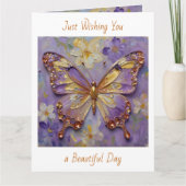 Beautiful Impasto Purple Butterfly and Flowers  カード (正面)