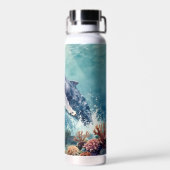Beautiful Impasto Whale Oceanic Illustration ウォーターボトル (背面)
