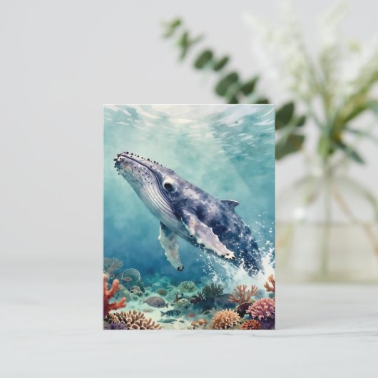Beautiful Impasto Whale Oceanic Keep in Touch ポストカード (スタンド正面)
