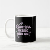 Beautiful Inside And Out Cute Butterfly Lavender S コーヒーマグカップ (左)