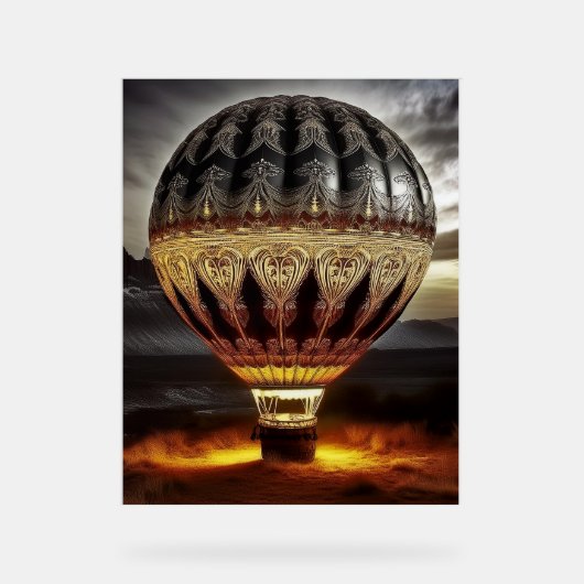 Beautiful Intricate Hot Air Balloon In Mountains アクリルサイン (正面)