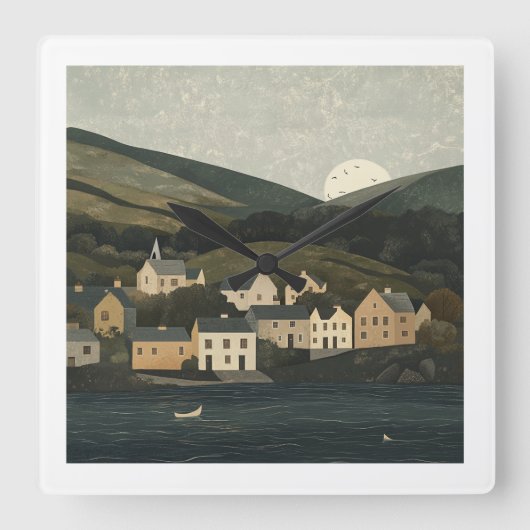 Beautiful Irish Countryside Clock スクエア壁時計 (正面)
