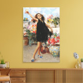 Beautiful Italian Young Woman Celebrating Victory キャンバスプリント (インサイチュ (リビング))