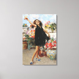 Beautiful Italian Young Woman Celebrating Victory キャンバスプリント