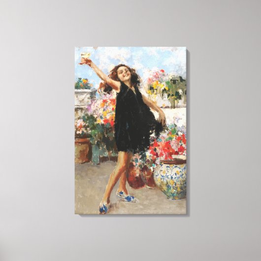 Beautiful Italian Young Woman Celebrating Victory キャンバスプリント (正面)