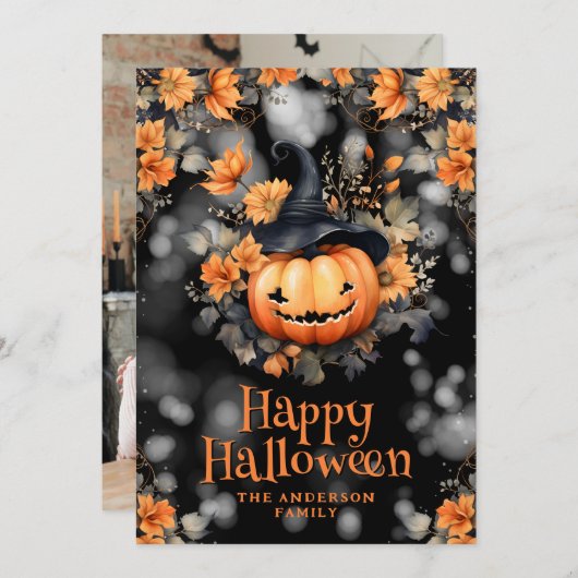 Beautiful Jack O’Lantern Photo Halloween Card シーズンカード (正面/裏面)