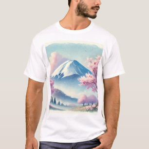 Beautiful Japan Fuji and Cherry Blossom T-Shirt Tシャツ