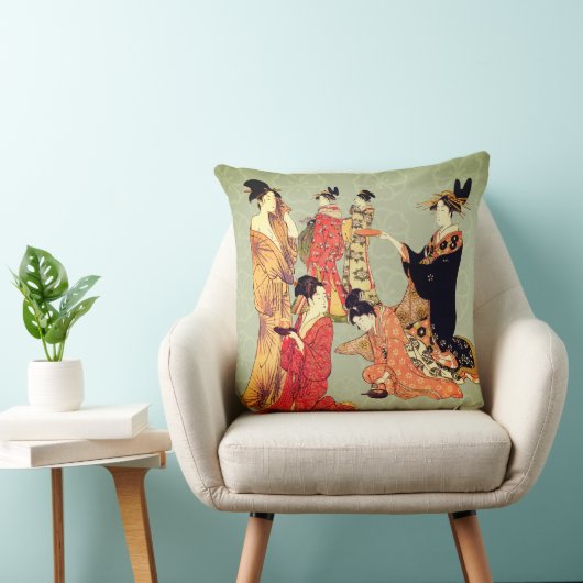 Beautiful Japanese Art Design Throw Pillows クッション (椅子)