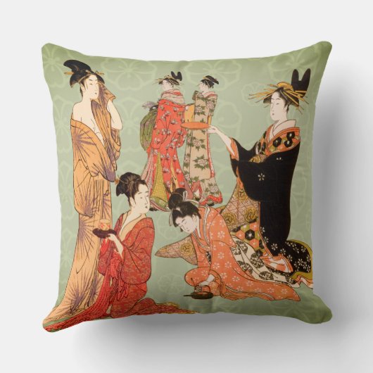 Beautiful Japanese Art Design Throw Pillows クッション (裏面)