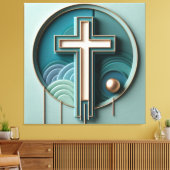 Beautiful Jesus Cross Stretched  キャンバスプリント (インサイチュ (リビング))