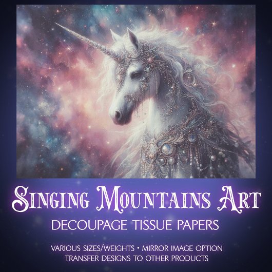Beautiful Jeweled Unicorn DIY Crafting Decoupage  薄葉紙