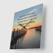 BEAUTIFUL JOHN 3:16サンセットフォトデザイン スクエア壁時計 (傾斜)