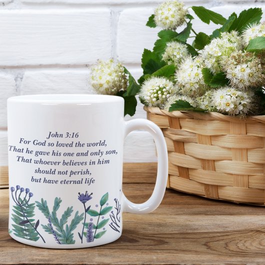 Beautiful John 3:16 Pretty Floral Christian Quote コーヒーマグカップ