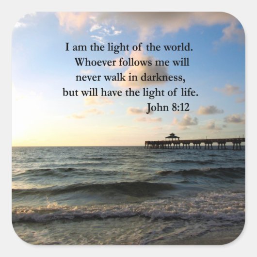 BEAUTIFUL JOHN 8:12写真デザイン スクエアシール (正面)