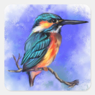 Beautiful Kingfisher Bird Stickerギフト スクエアシール