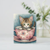Beautiful kitten in a teacup  ポストカード (スタンド正面)
