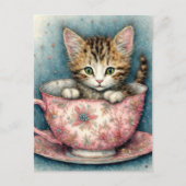 Beautiful kitten in a teacup  ポストカード (正面)