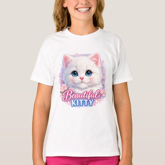Beautiful Kitty Cute Cat Kids T-Shirt Tシャツ (正面)