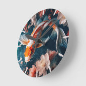 Beautiful Koi Fish Clock ラウンド壁時計 (傾斜)