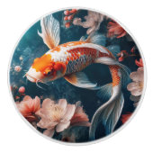 Beautiful Koi Fish Pond Knobs and Pulls セラミックノブ (正面)