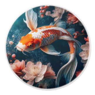 Beautiful Koi Fish Pond Knobs and Pulls セラミックノブ