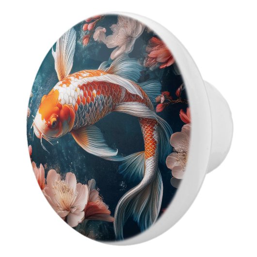 Beautiful Koi Fish Pond Knobs and Pulls セラミックノブ (右)